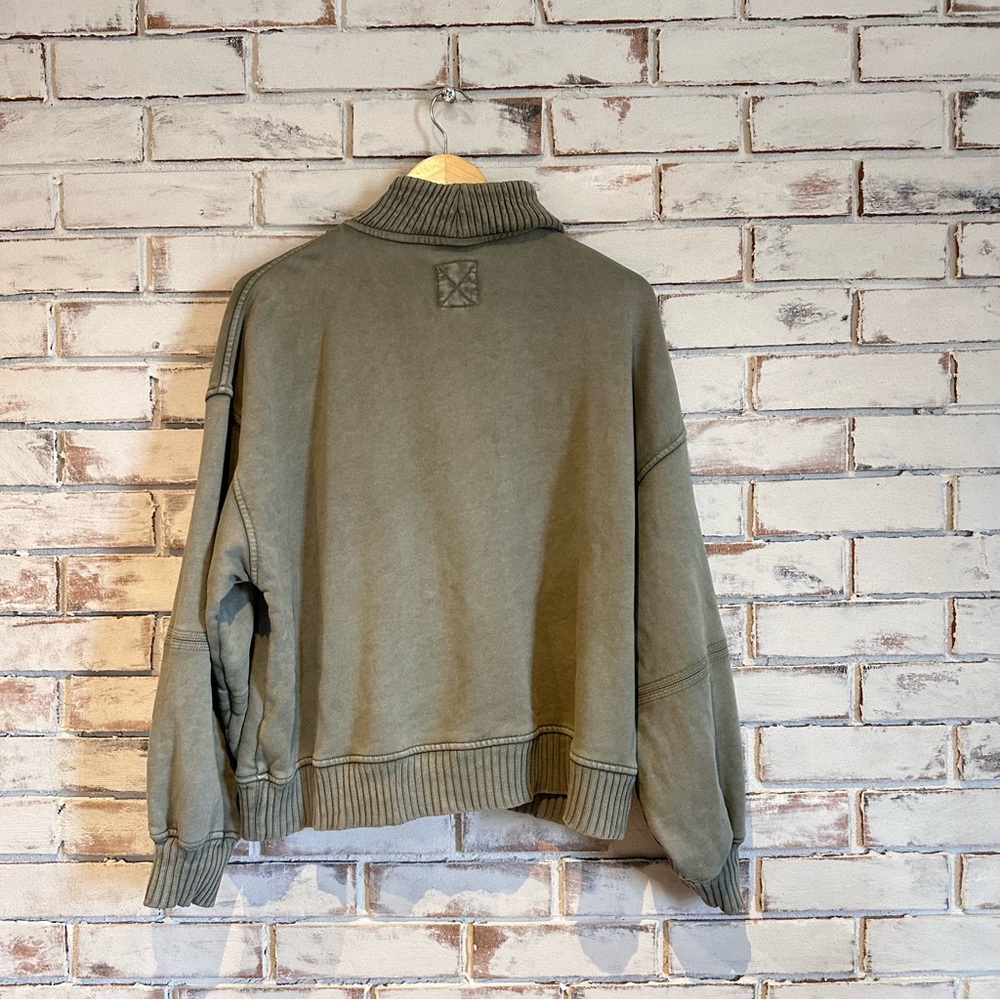 Aerie Olive Green Quarter-Zip Pullover Oversized - Picture 5 of 5